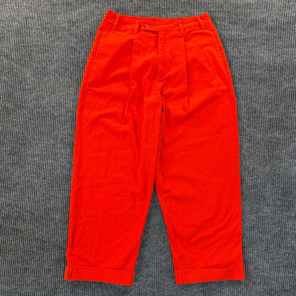 Free People Womens Pleated Cuffed Trousers Size 6 Orange Solid Cotton Blend